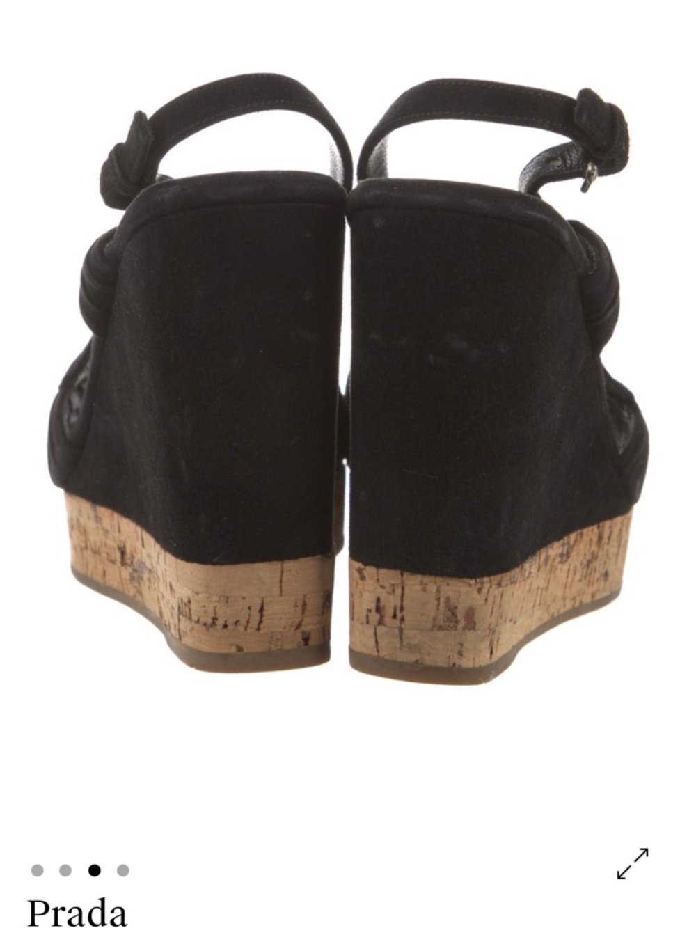 Prada Black Suede Cork Platform Wedge Sandals - Picture 2 of 3